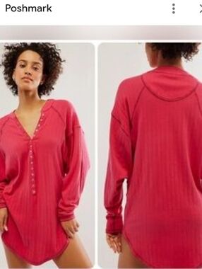 Intimately Free People Pink Nightgown M Boho Sleep Dress Slouchy Long Sleeve